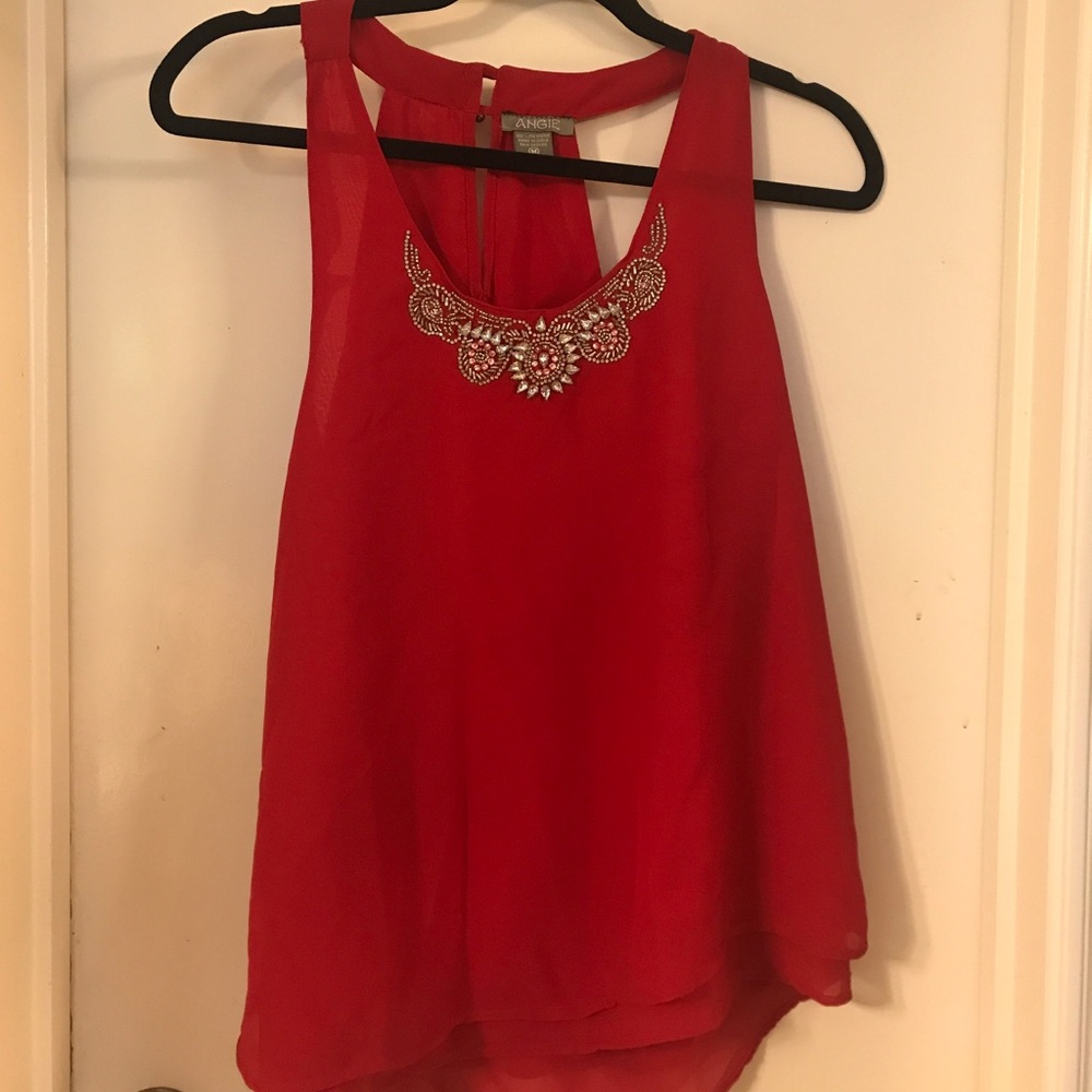 Angie high-low red blouse